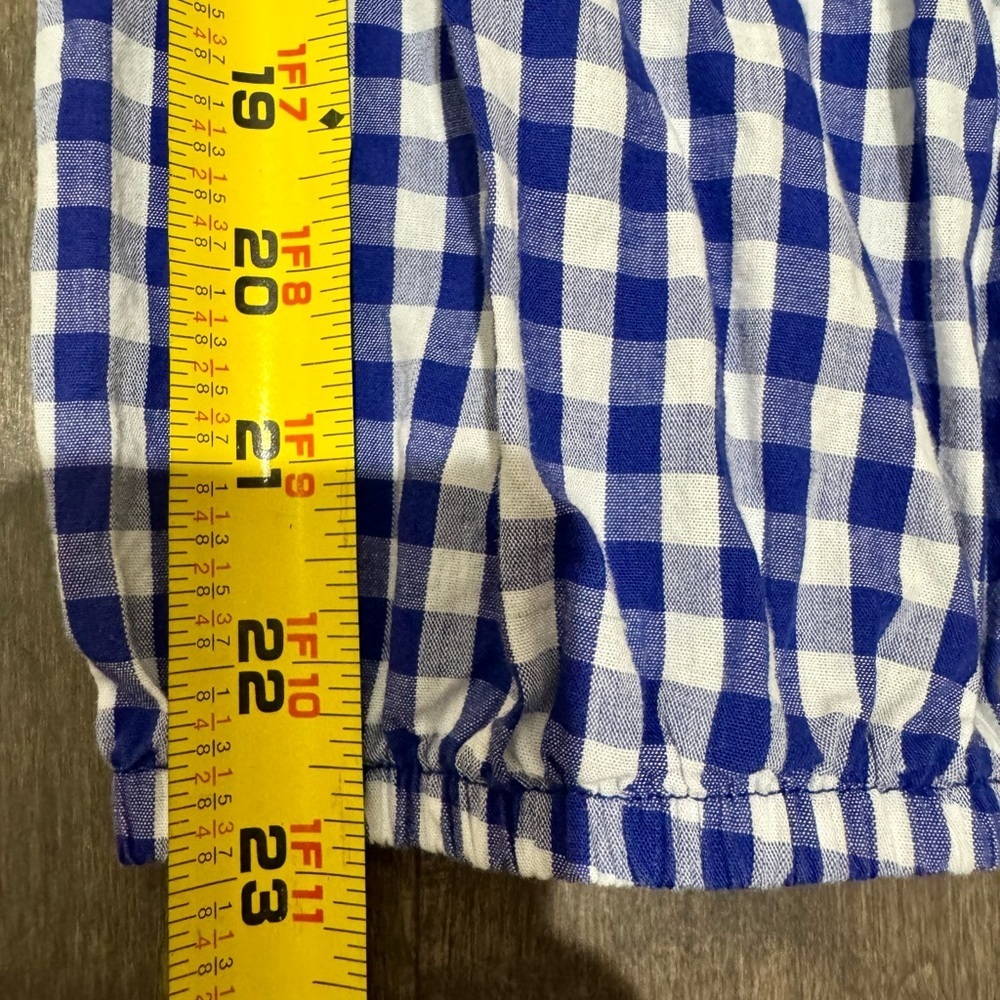 Cherish Gingham Floral Embroidered Top Blue Check — Fits Medium - Picture 13 of 14